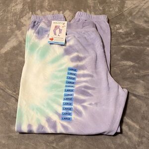 Wildfox Women’s Large Tie-Dye Lavender Jogger Pants New With Tag
